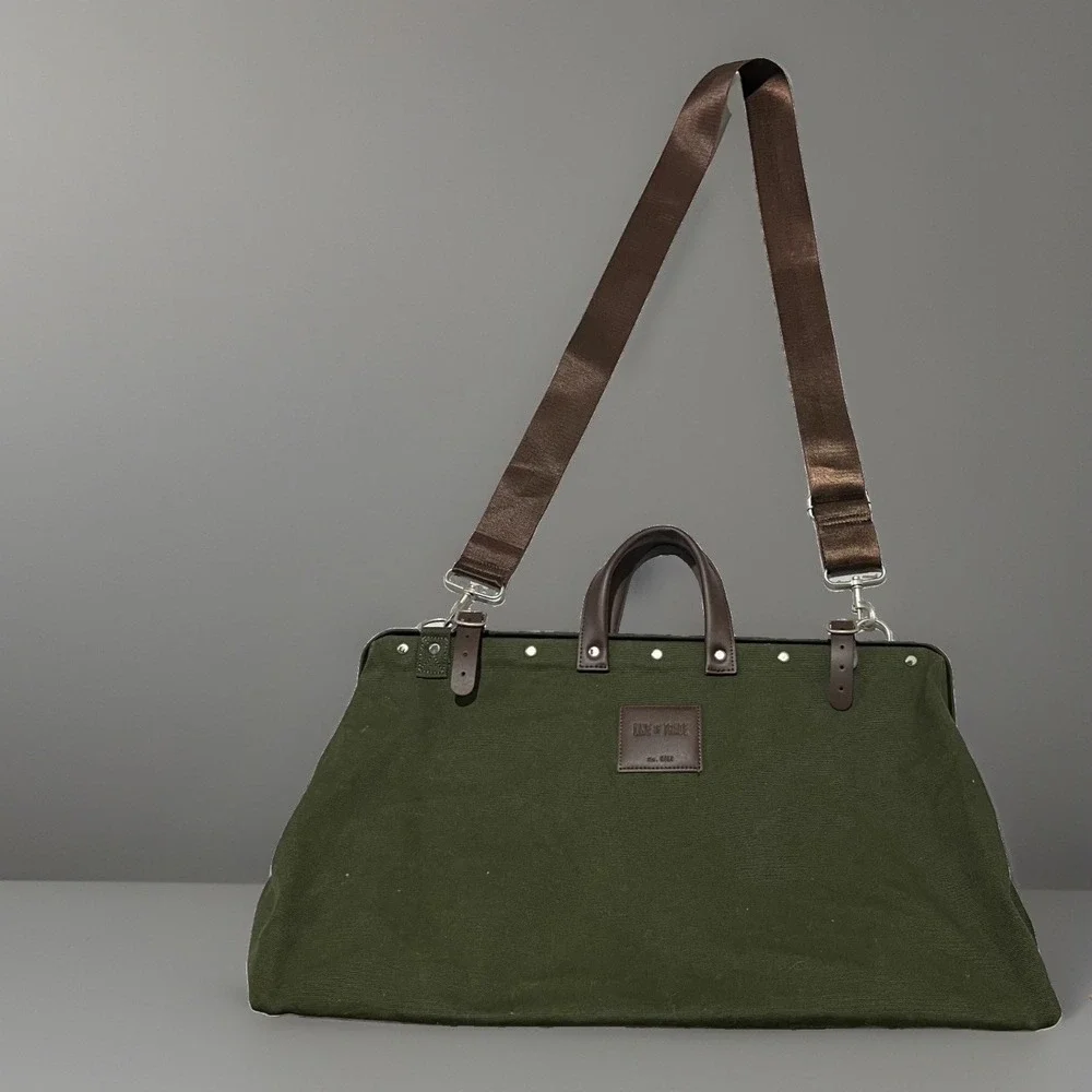 Line of Trade Olive Green Canvas Leather Handles Traveler Weekender Duffel Bag